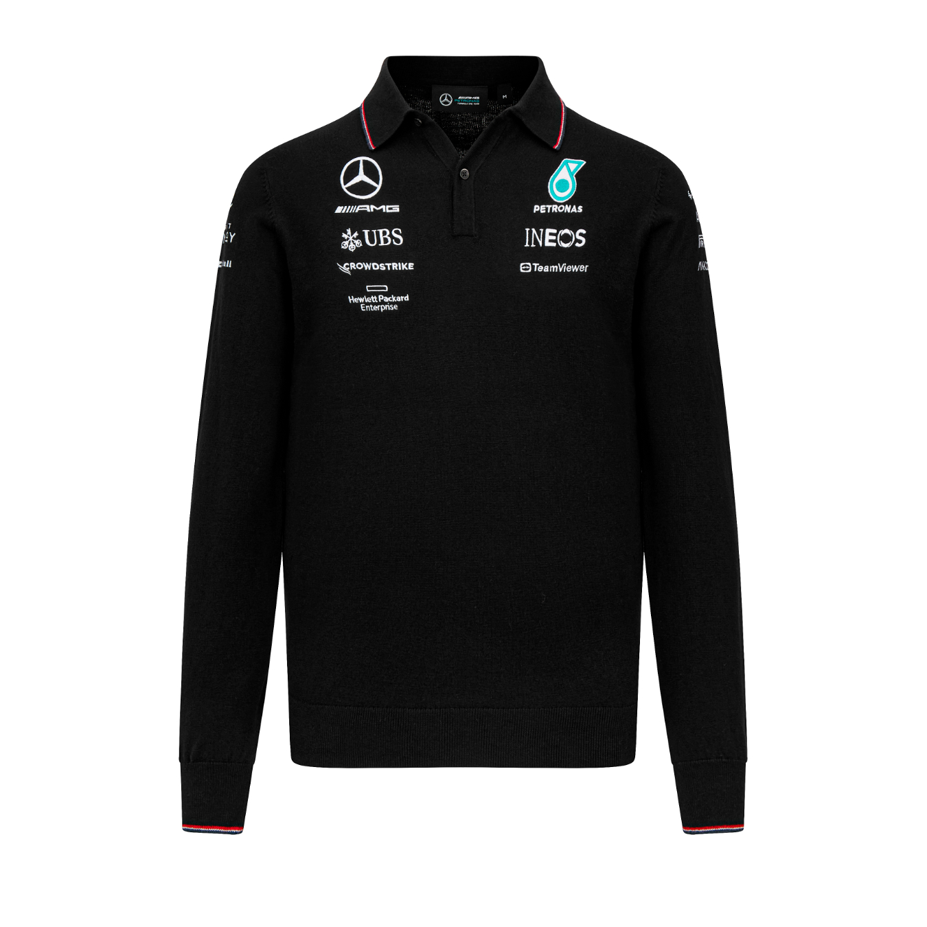 Polo Manches Longues MERCEDES AMG Team Replica Noir pour homme