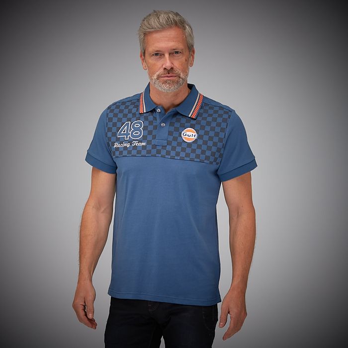 Polo piqué GULF Racing bleu pour homme