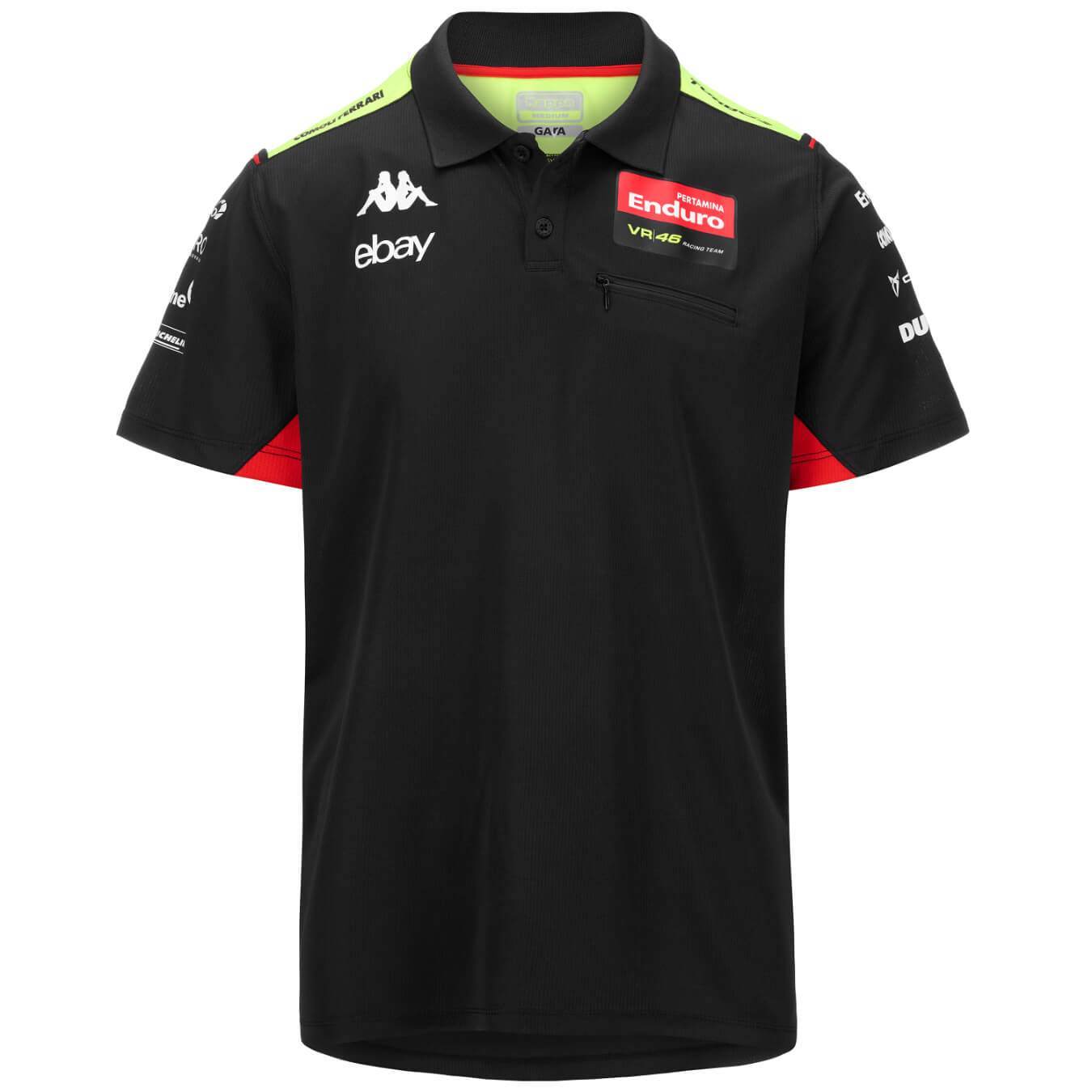Polo VALENTINO ROSSI Kappa Team Enduro Noir pour homme KAP24_PLH_END