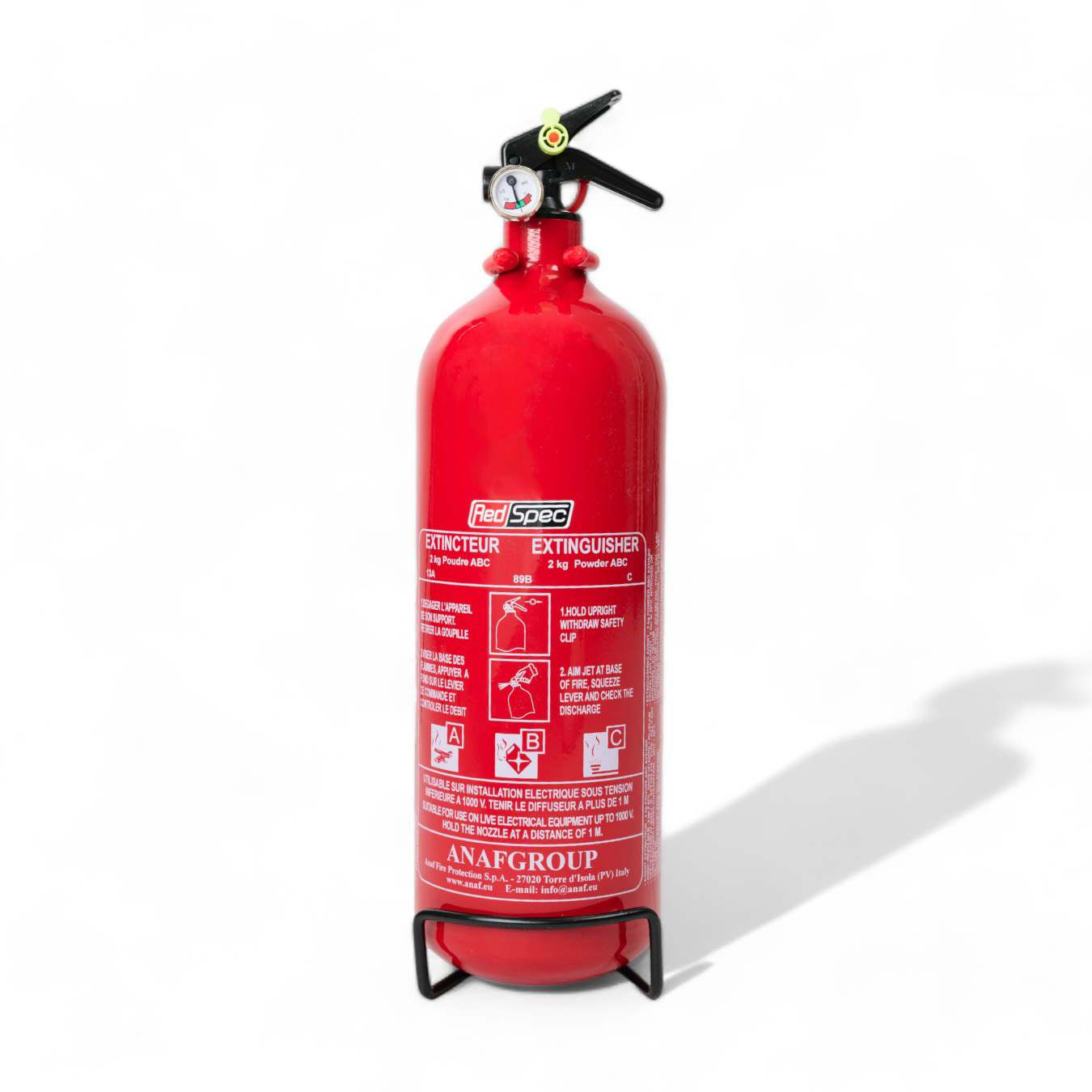 Extincteur manuel poudre REDSPEC 2 kg Aluminium REDSPEC PS2-Y STEEL BRACKET AND 2LATCHES