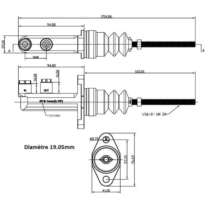 Maître cylindre REDSPEC Pro sans bocal