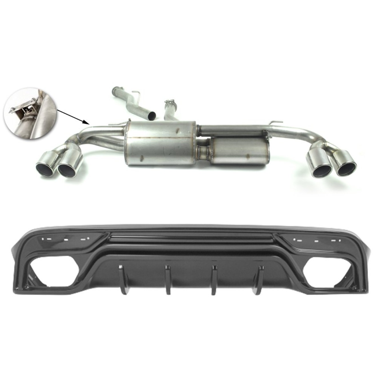 Silencieux Ulter Inox Alfa Romeo StelVIo 2016-aujourd'hui + diffuseur + compatible valve