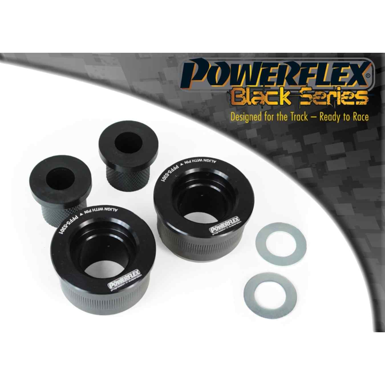 Silent bloc Powerflex arrière de bras de suspension avant, insert alu black series N°1 PFF5-5301BLK