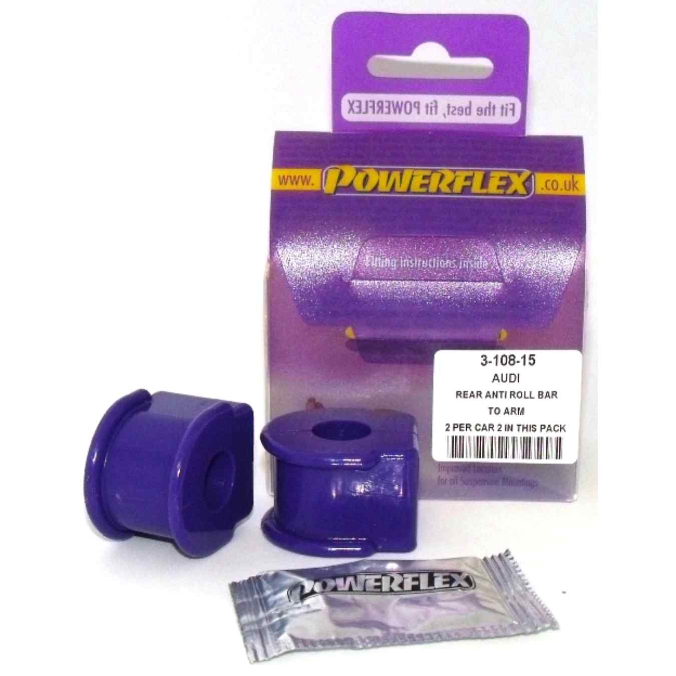 Silent bloc Powerflex entre bras de suspension et barre anti-roulis arrière road series N°8 PFR3-108-15