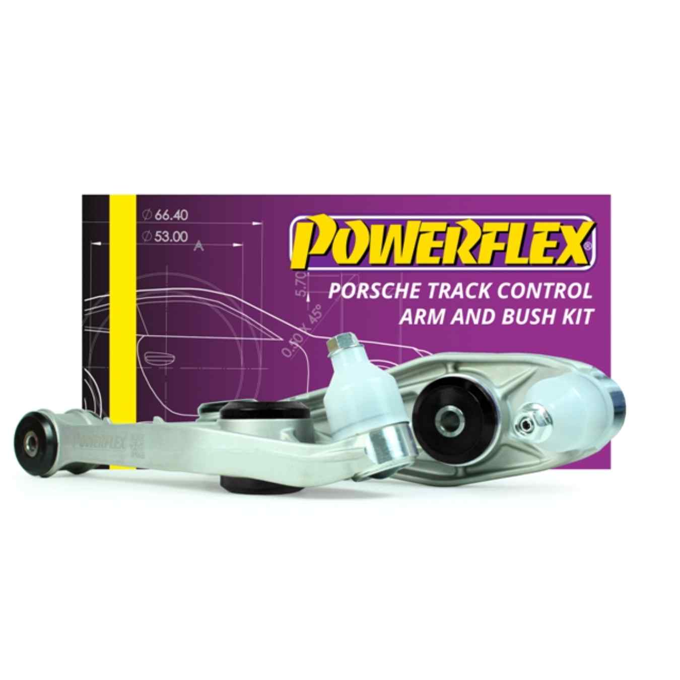 Silent bloc Powerflex et bras de suspension avant black series N°2F PF57K-1002BLK