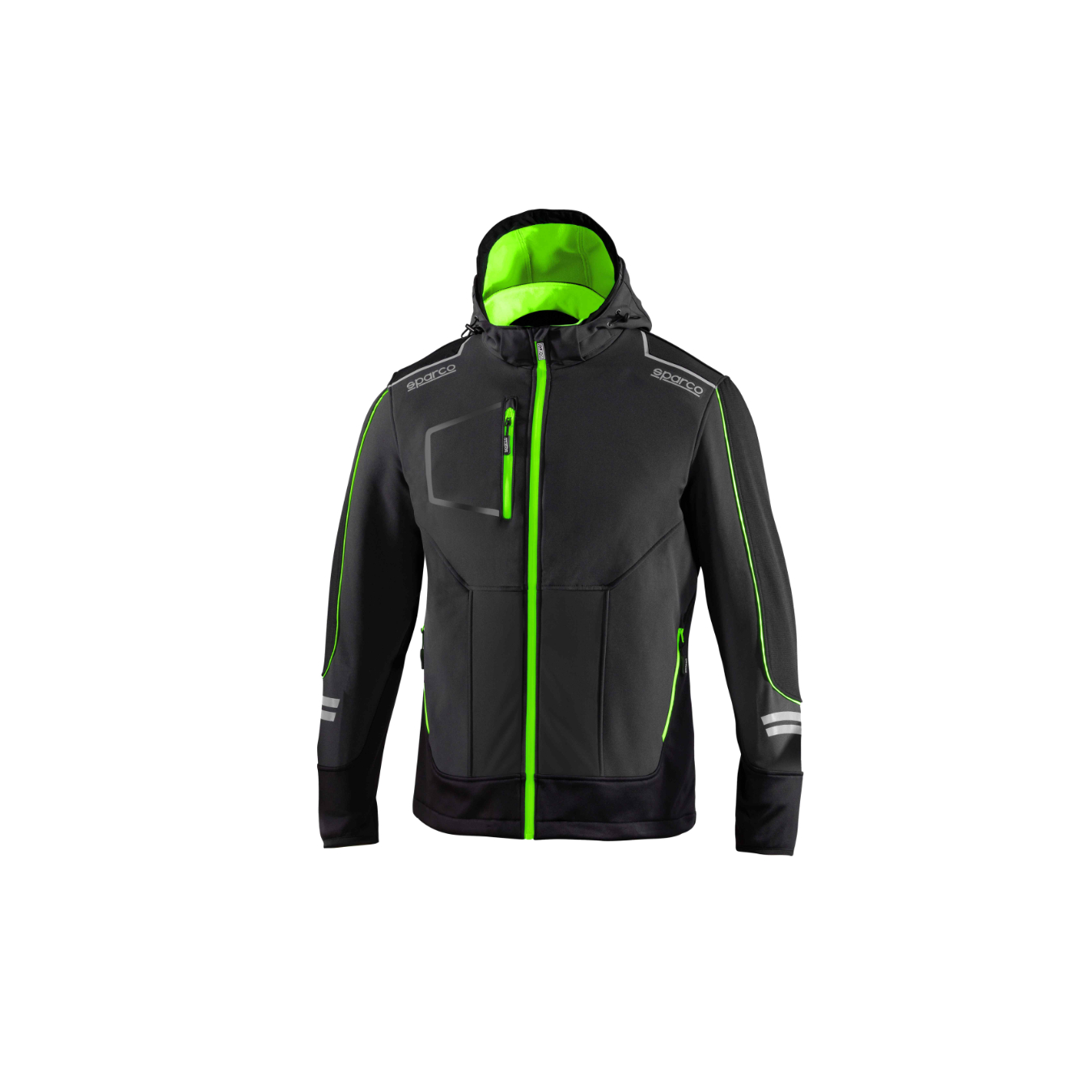 Softshell zippee capuche TECH SPARCO Gris Vert Fluo taille