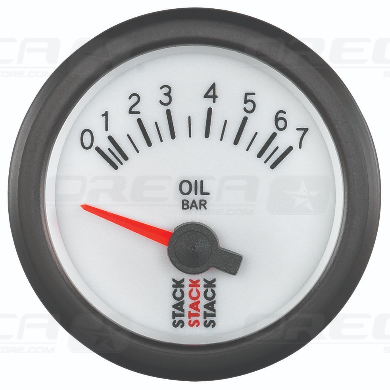 Manomètre STACK électrique pression huile 0-7 bars Blanc 726ST3251