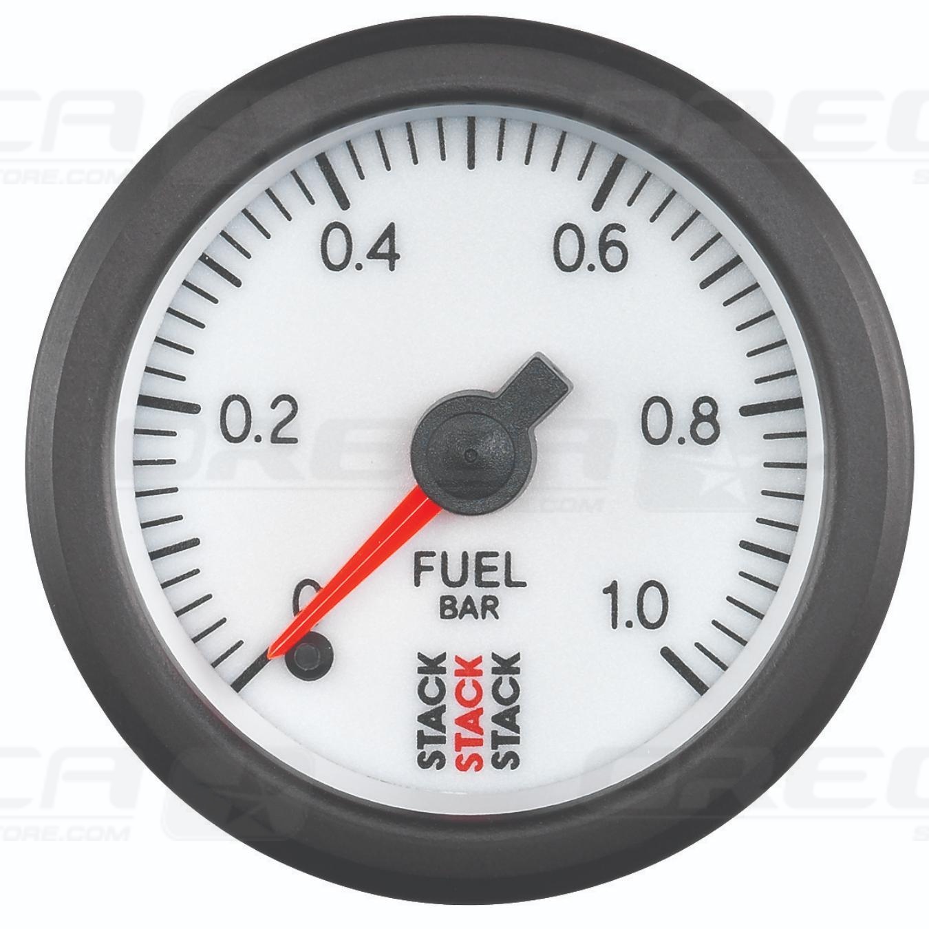 Manomètre STACK analogique pro pression essence 0-1 bar Blanc 726ST3353