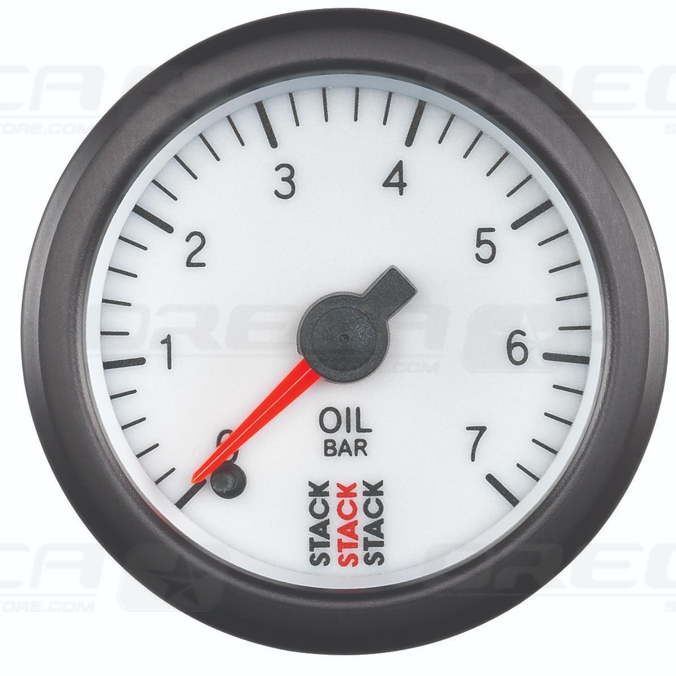 Manomètre STACK analogique pro pression huile 0-7 bars Blanc 726ST3351