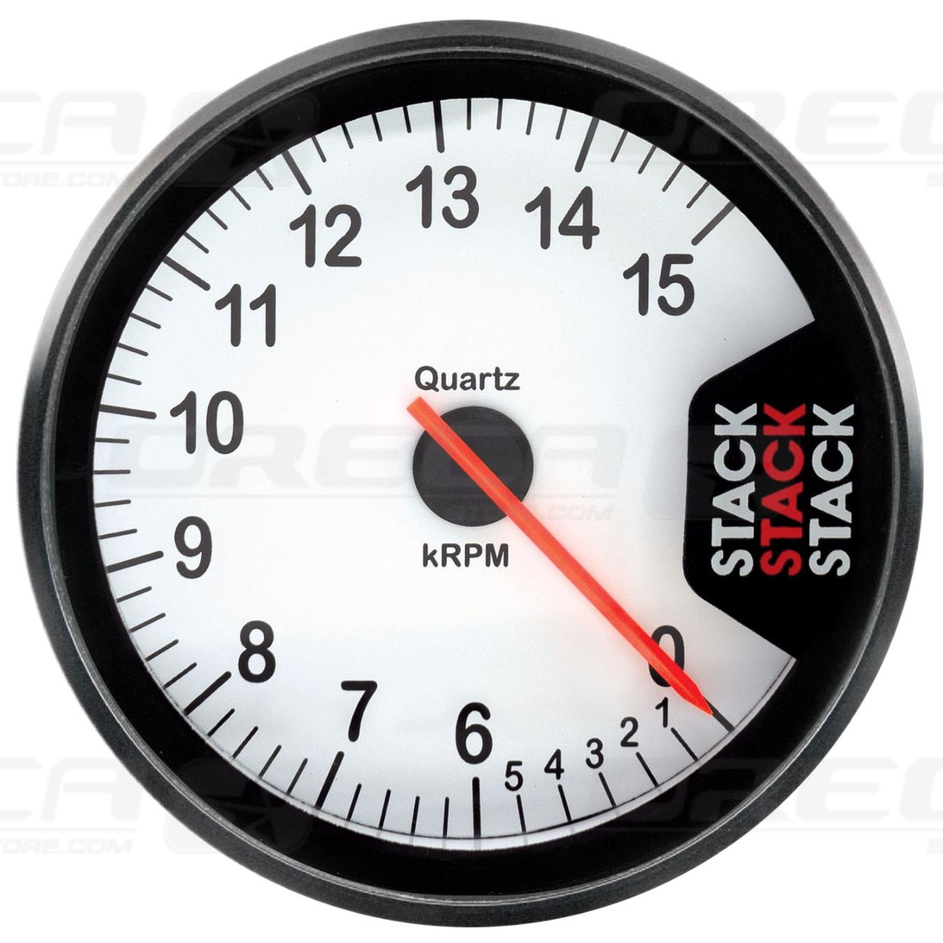 Compte-tours STACK ST200 Clubman Ø 80 mm 0-6-15000 trs/min Blanc 726ST200F