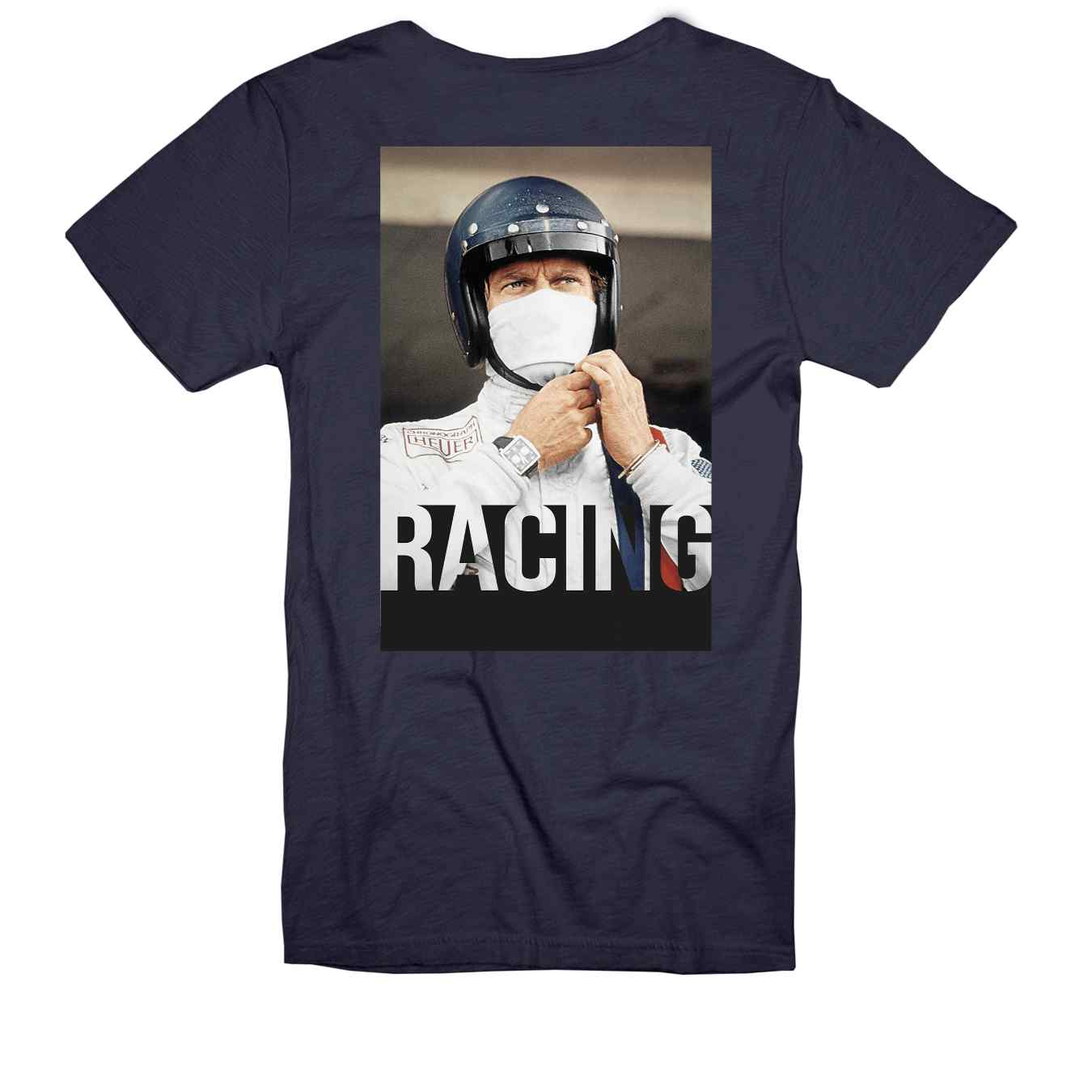 T-shirt Steve McQueen Hero Seven Noir Taille XL | Style Années 70 Course Auto | Coton Uni Manches Courtes | Neuf Avec étiquette