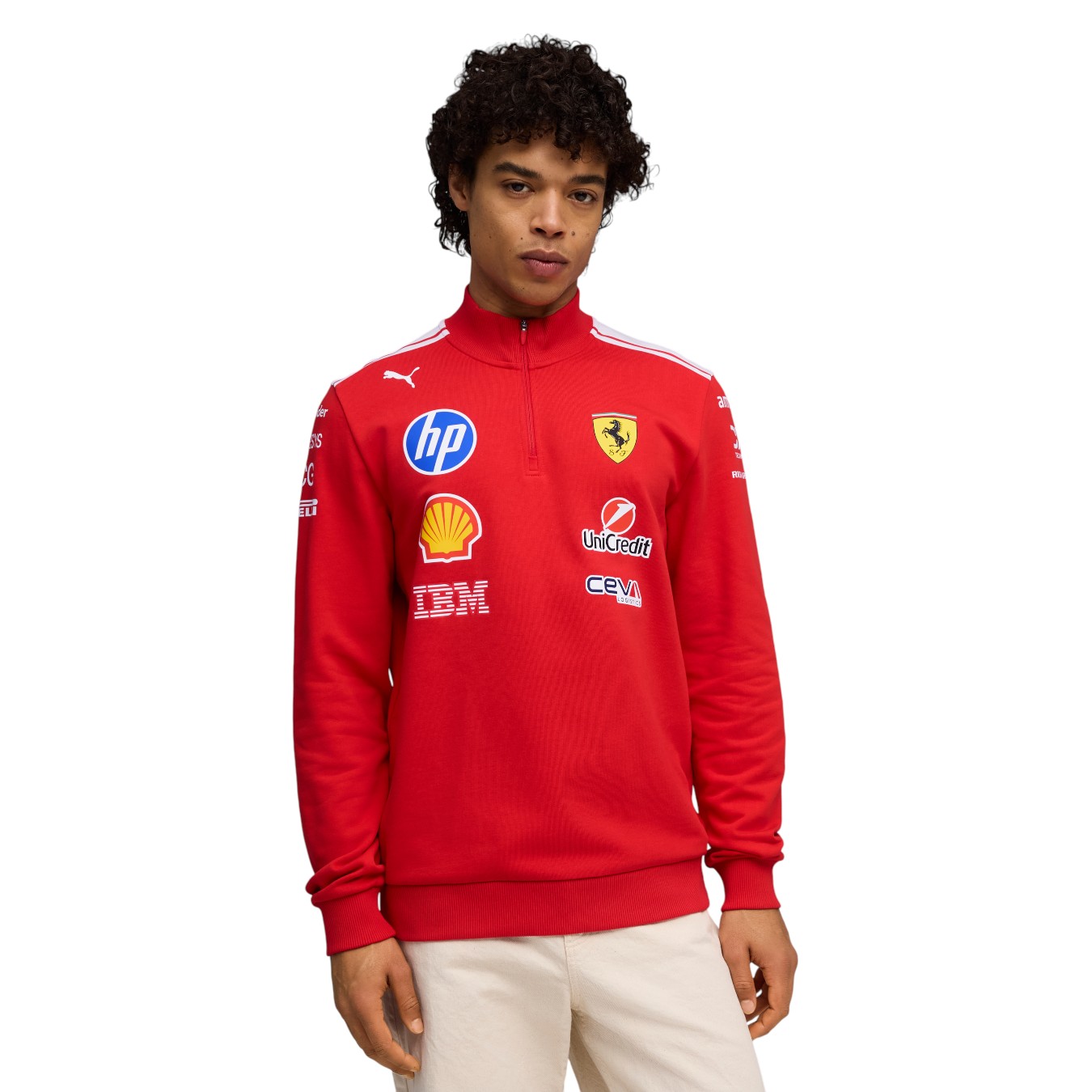 Sweat 1/2 Zip Ferrari F1 Team Rouge Homme