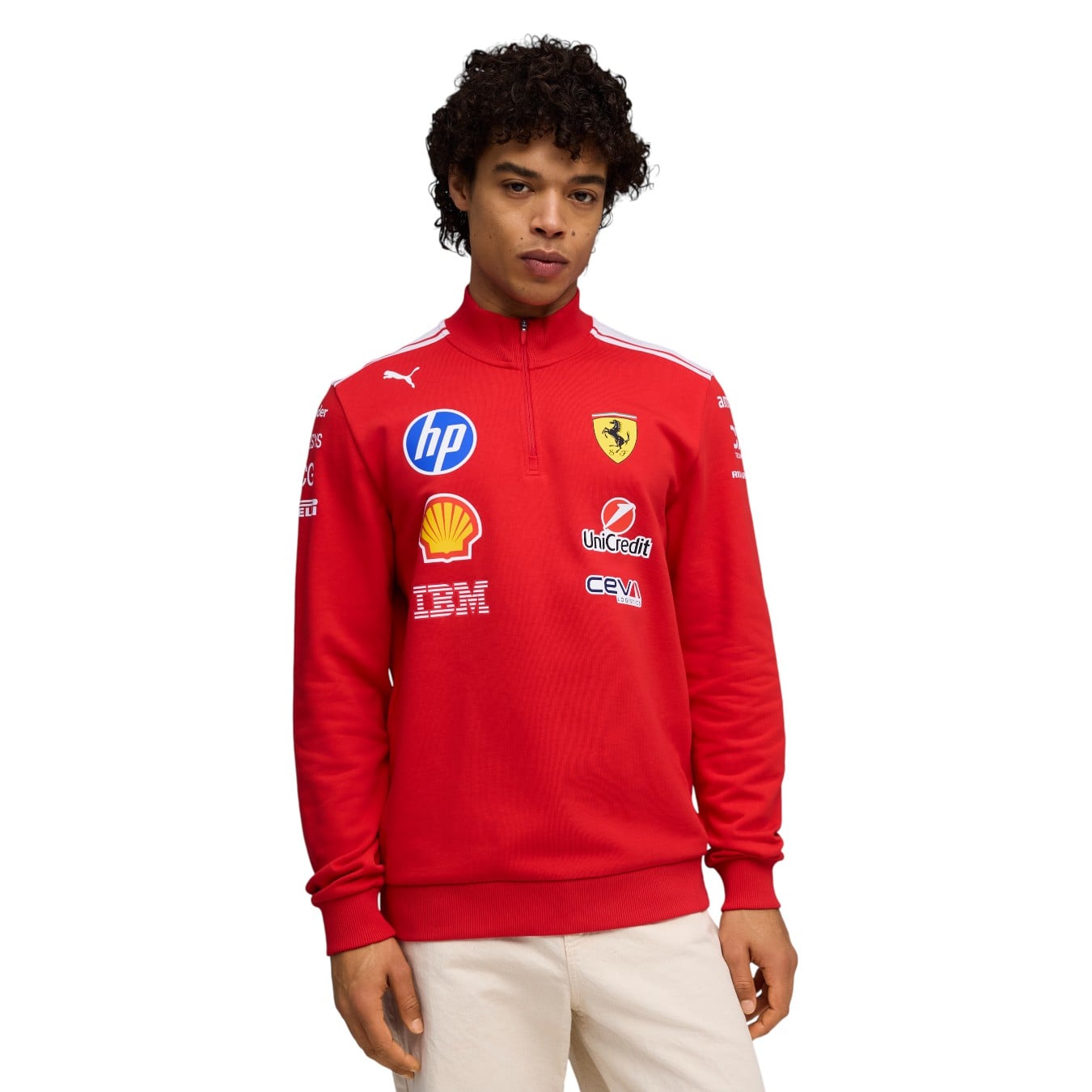 Sweat 1/2 Zip Ferrari F1 Team Rouge Homme