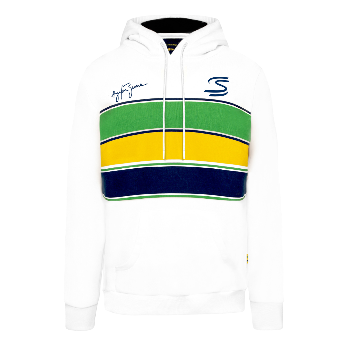 Sweat à Capuche Ayrton Senna Stripe Blanc