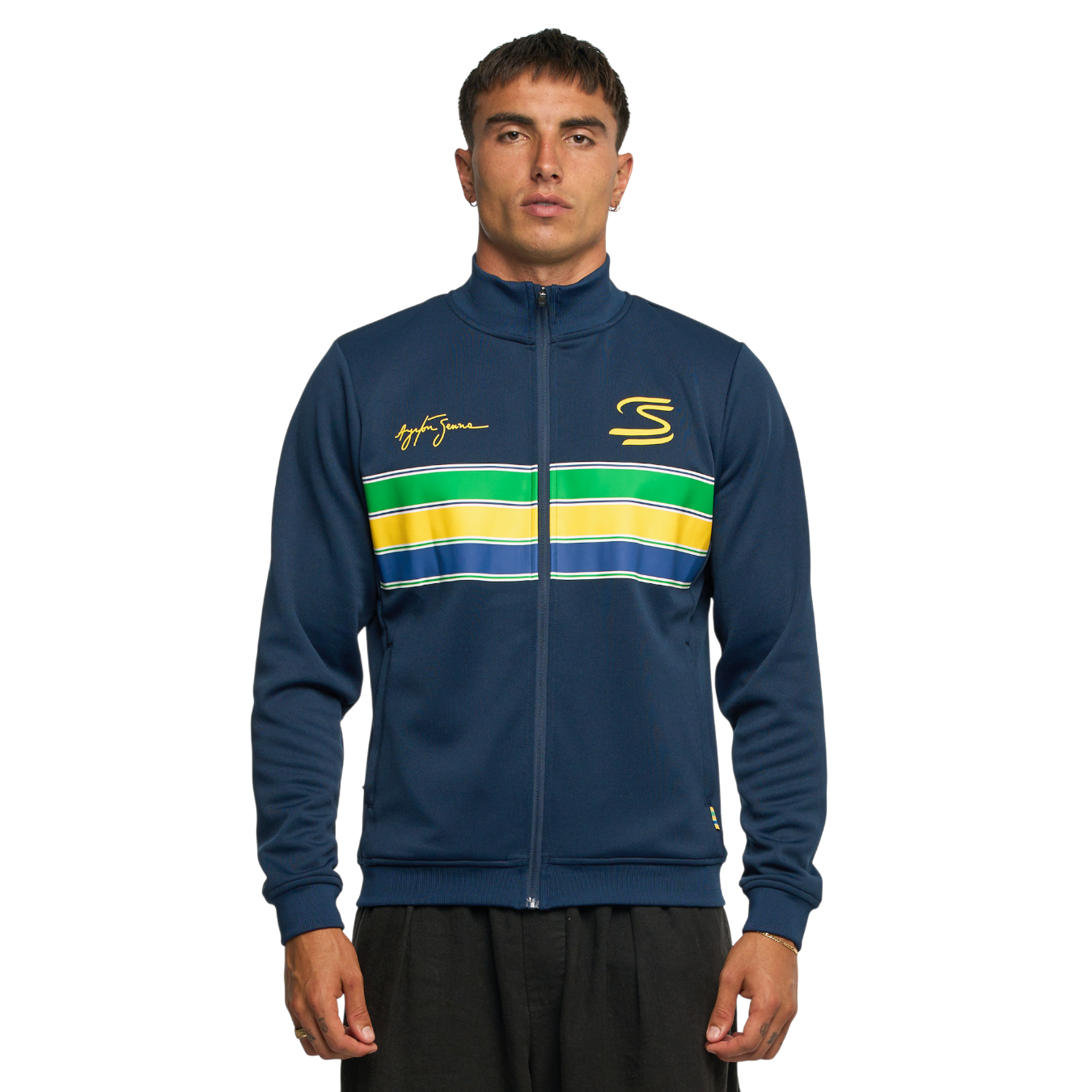 Sweat Zippé Ayrton Senna Stripe Bleu Marine