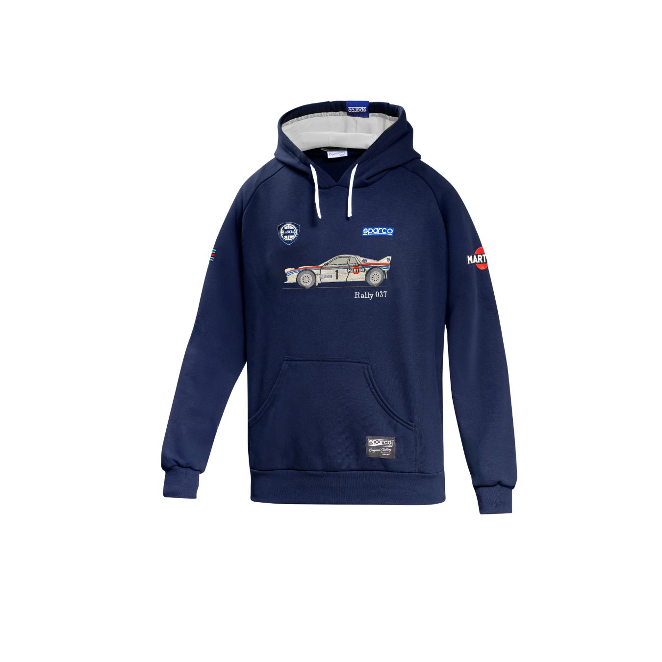Sweat Capuche Lancia 037 Martini Marine Blanc SPARCO