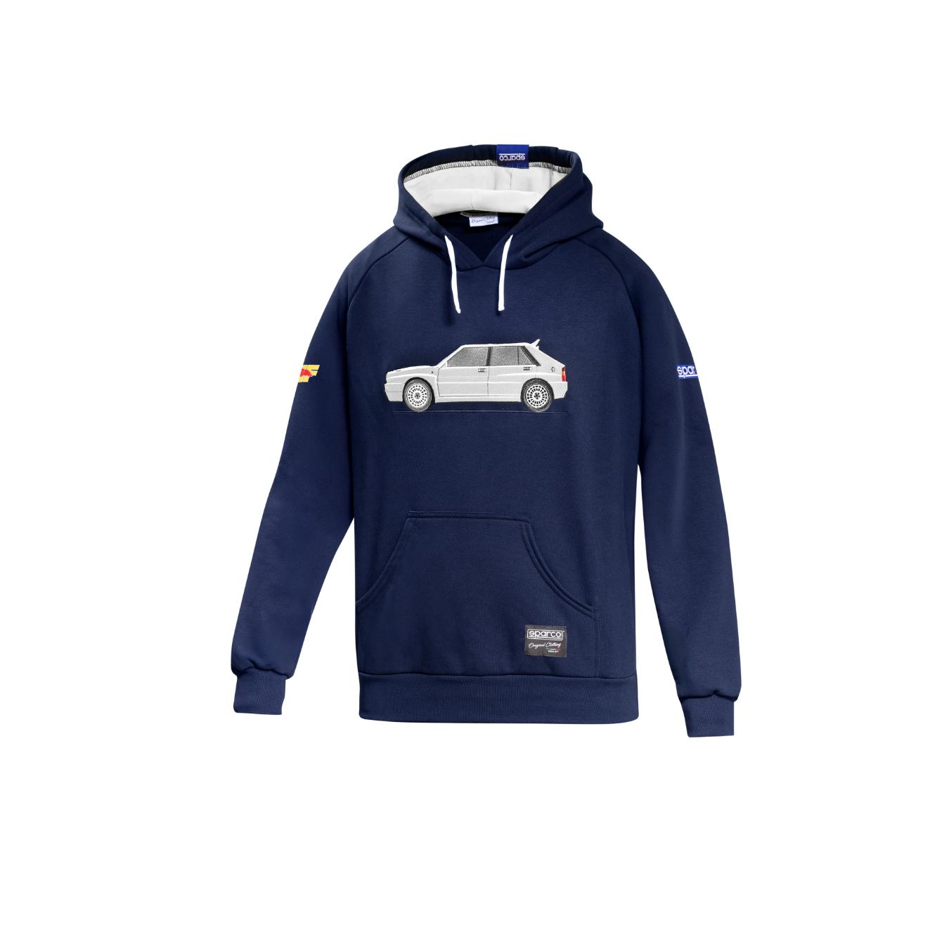 Sweat Capuche Lancia Delta HF Bleu Marine Blanc SPARCO