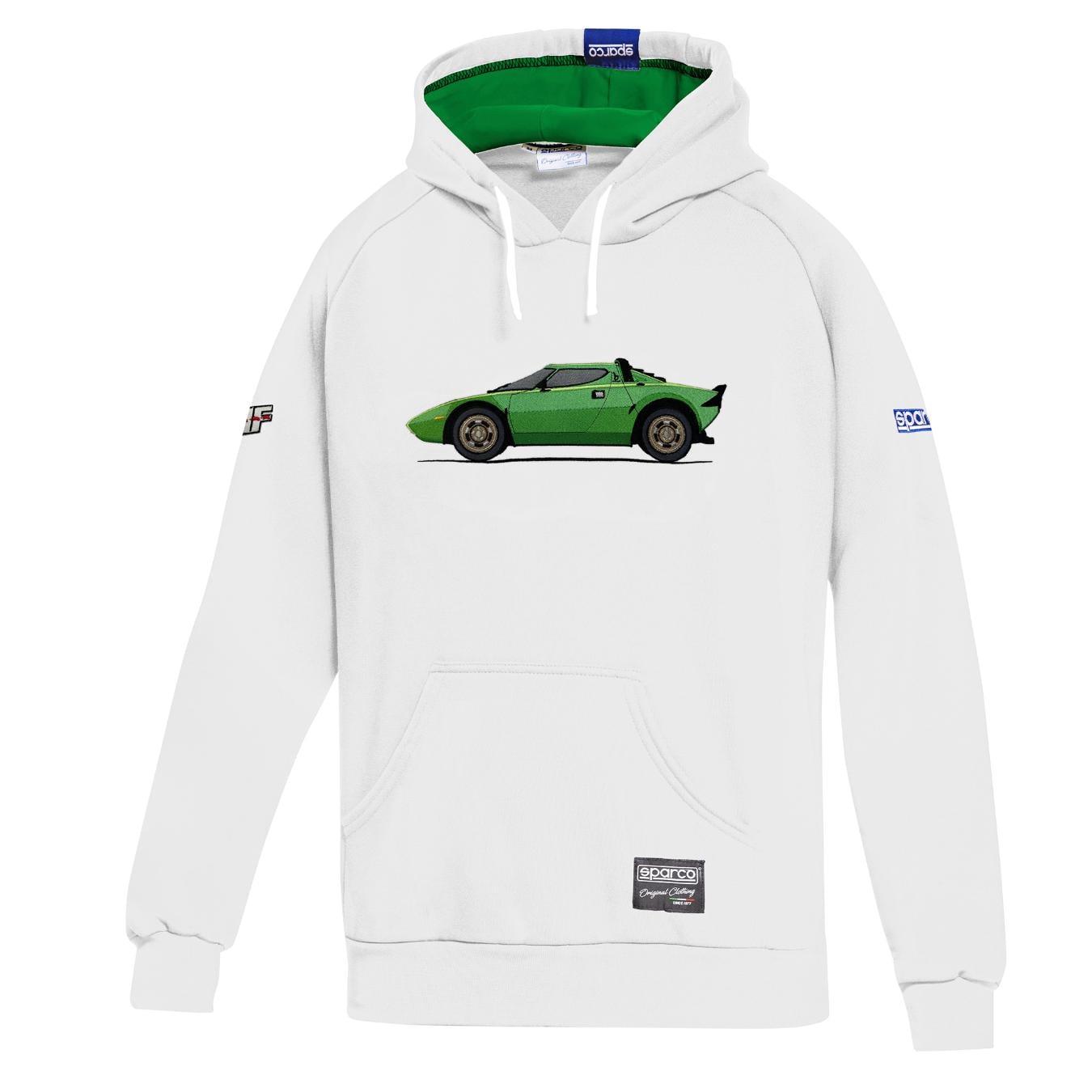 Sweat Capuche Lancia Stratos Blanc Vert SPARCO
