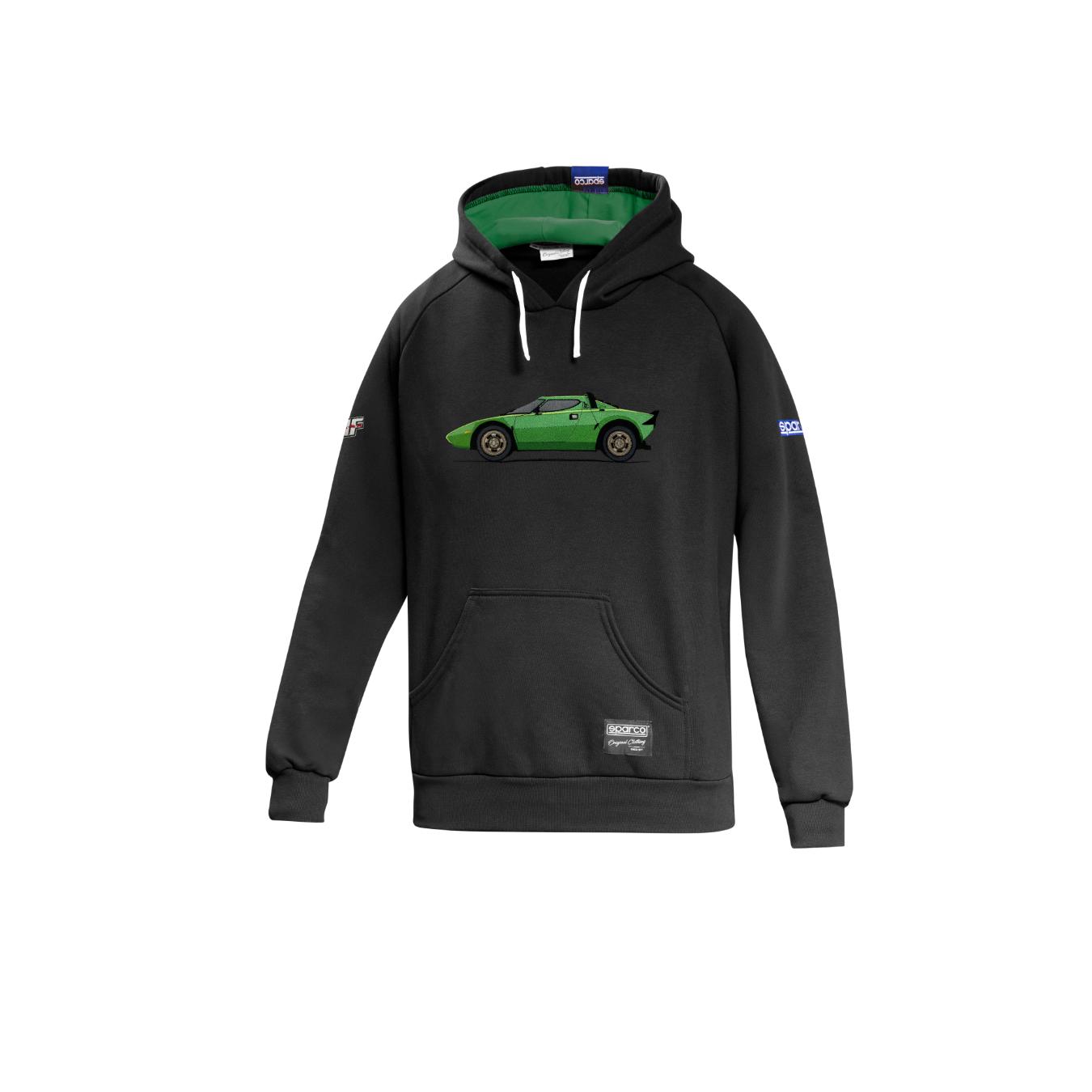 Sweat Capuche Lancia Stratos Noir Vert SPARCO