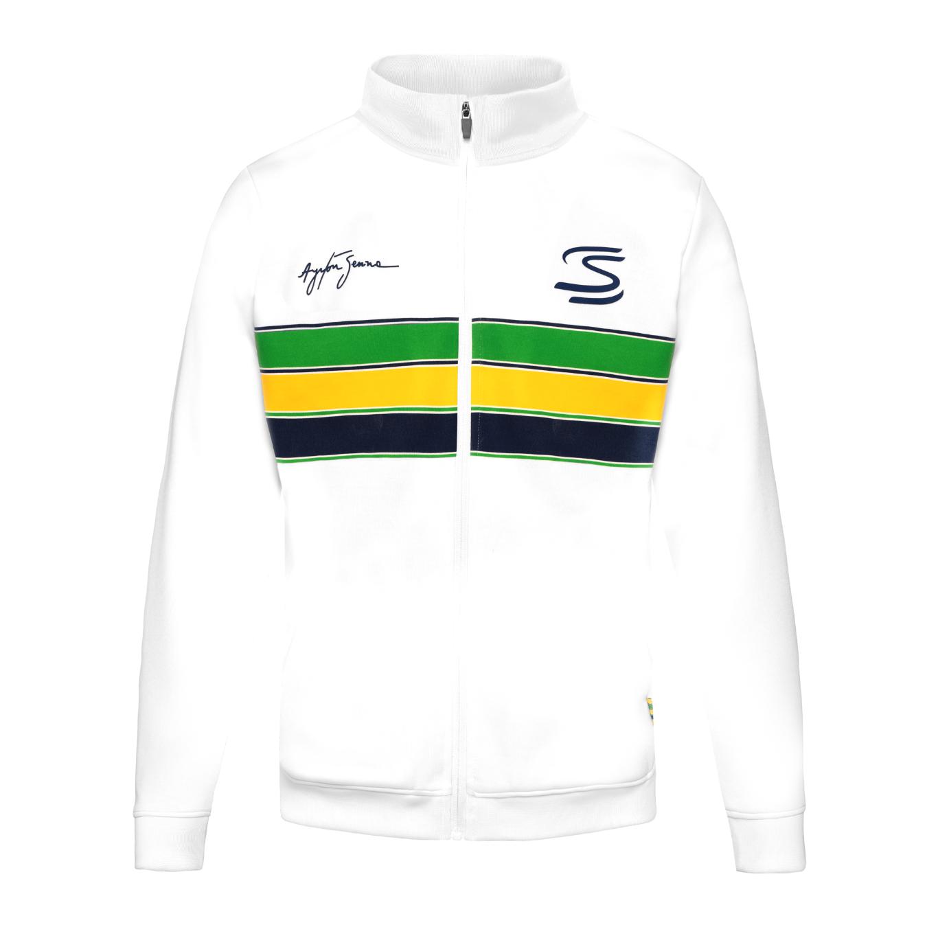 Sweat Zip Ayrton Senna Stripe de couleur blanc pour homme