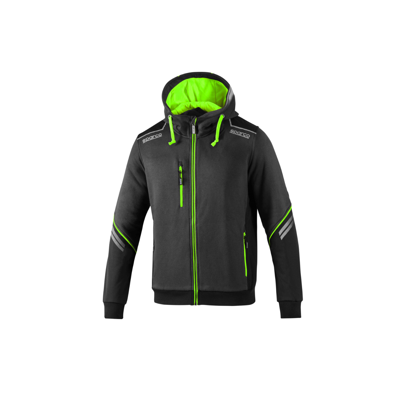 Sweat Zippe Capuche TECH SPARCO Gris Vert Fluo taille