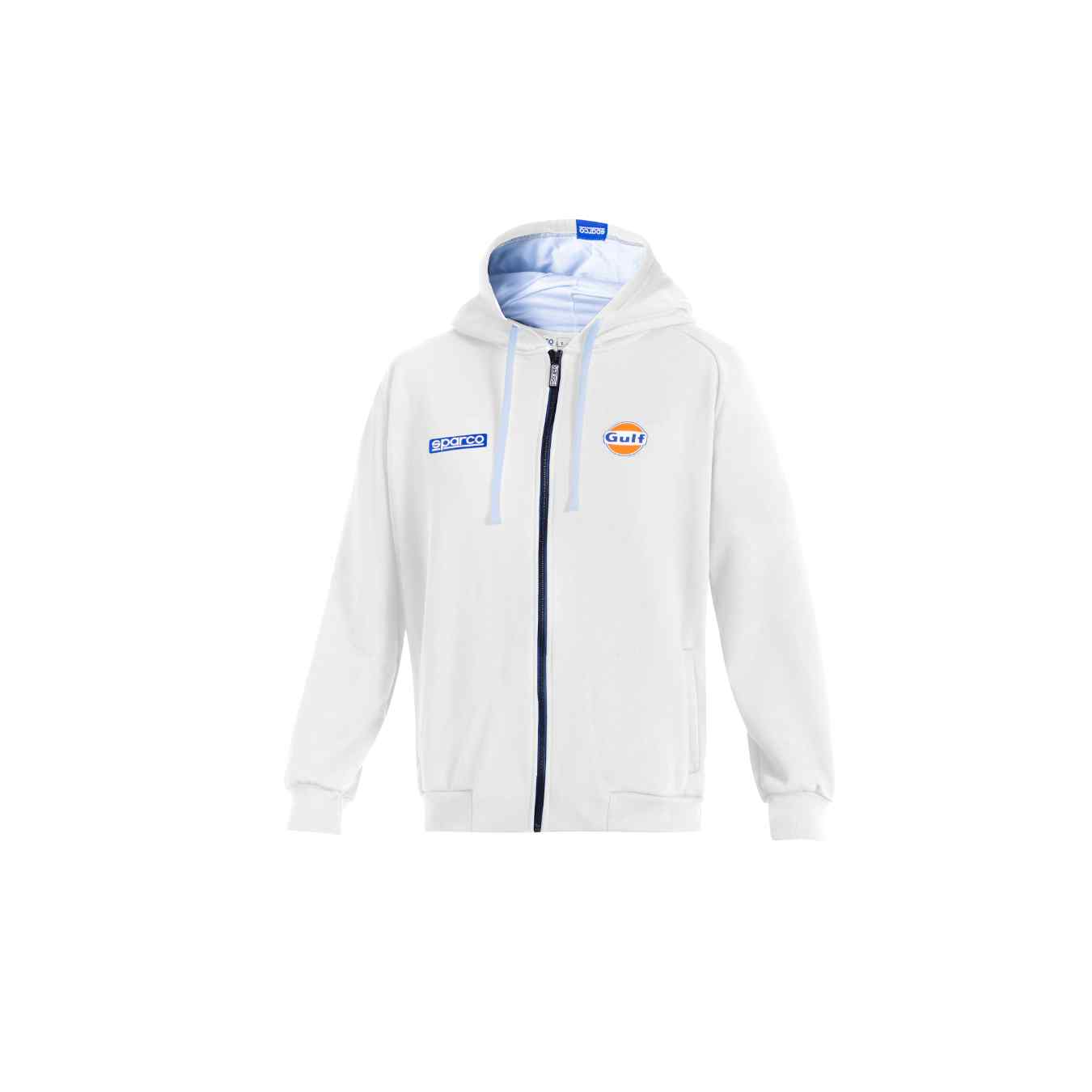 Sweatshirt a Capuche Zippe SPARCO X GULF Blanc