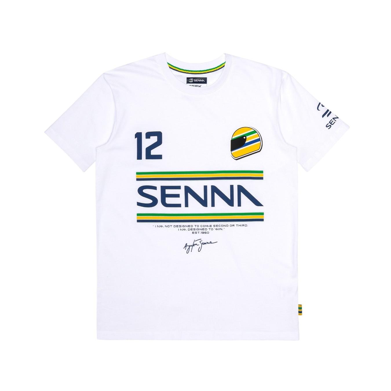 T-Shirt Ayrton Senna 12 Stripe Blanc
