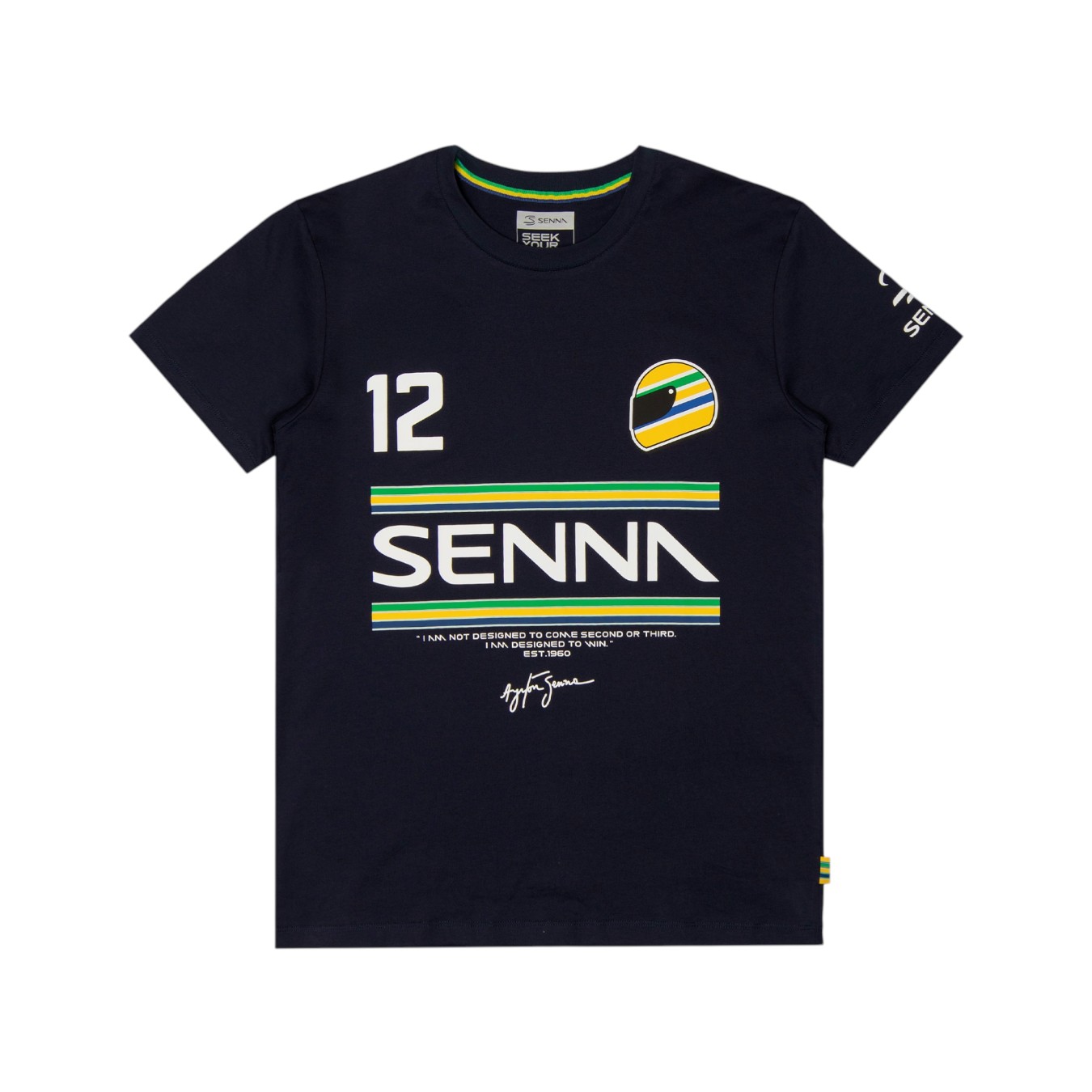 T-Shirt Ayrton Senna 12 Stripe Bleu Marine