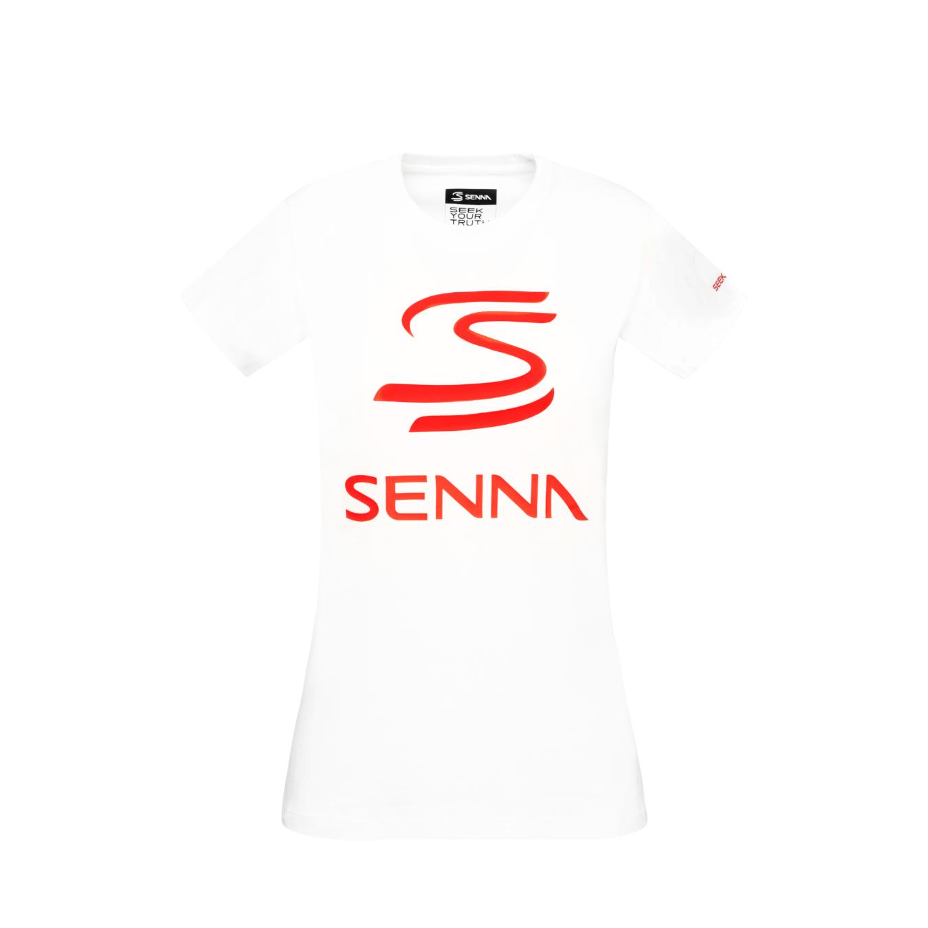 T-Shirt Ayrton Senna Legacy Logo de couleur blanc pour femme