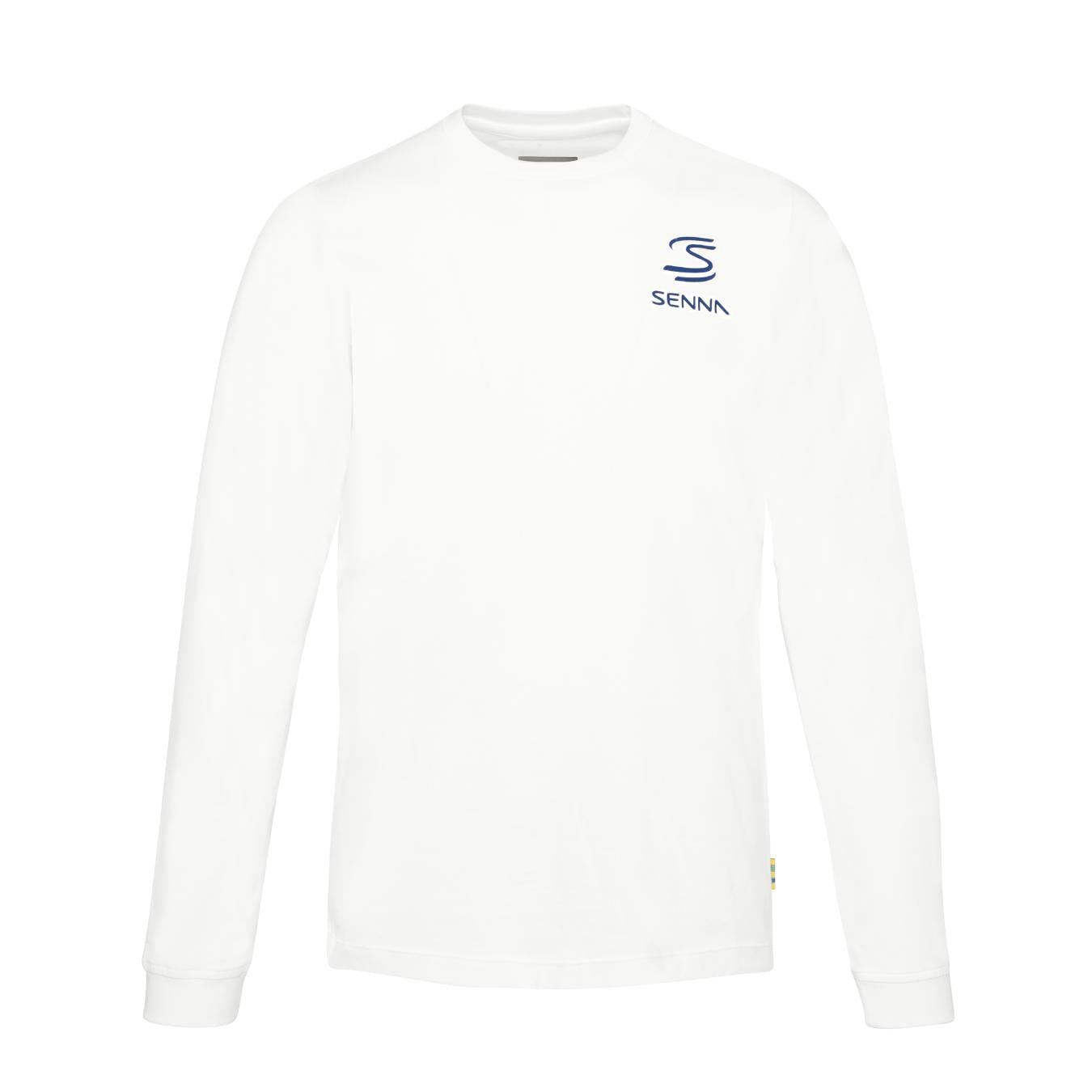 T-Shirt Ayrton Senna manches longues de couleur blanc pour homme