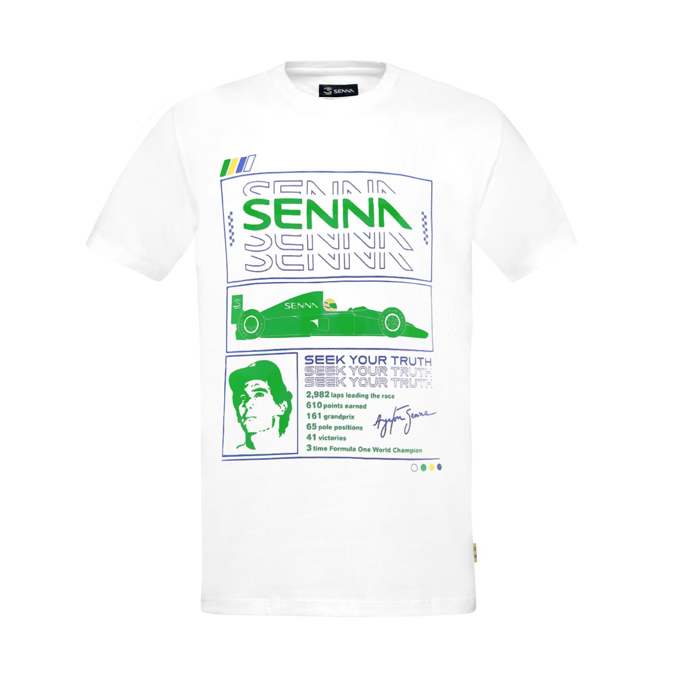 T-Shirt Ayrton Senna Race de couleur blanc pour homme