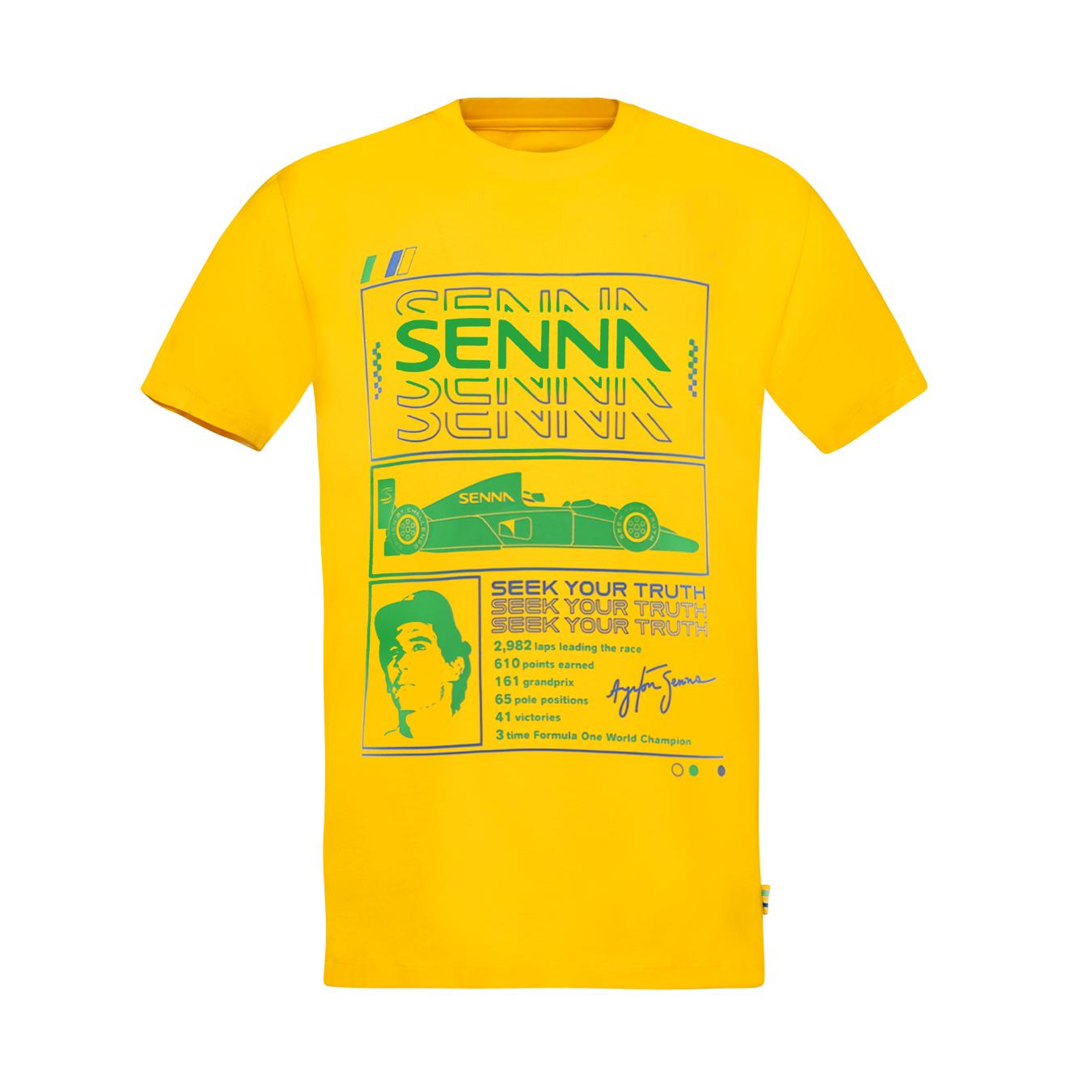 T-Shirt Ayrton Senna Race de couleur jaune pour homme