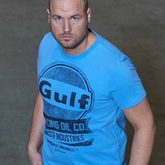 T-shirt GULF Oil Racing bleu clair pour homme