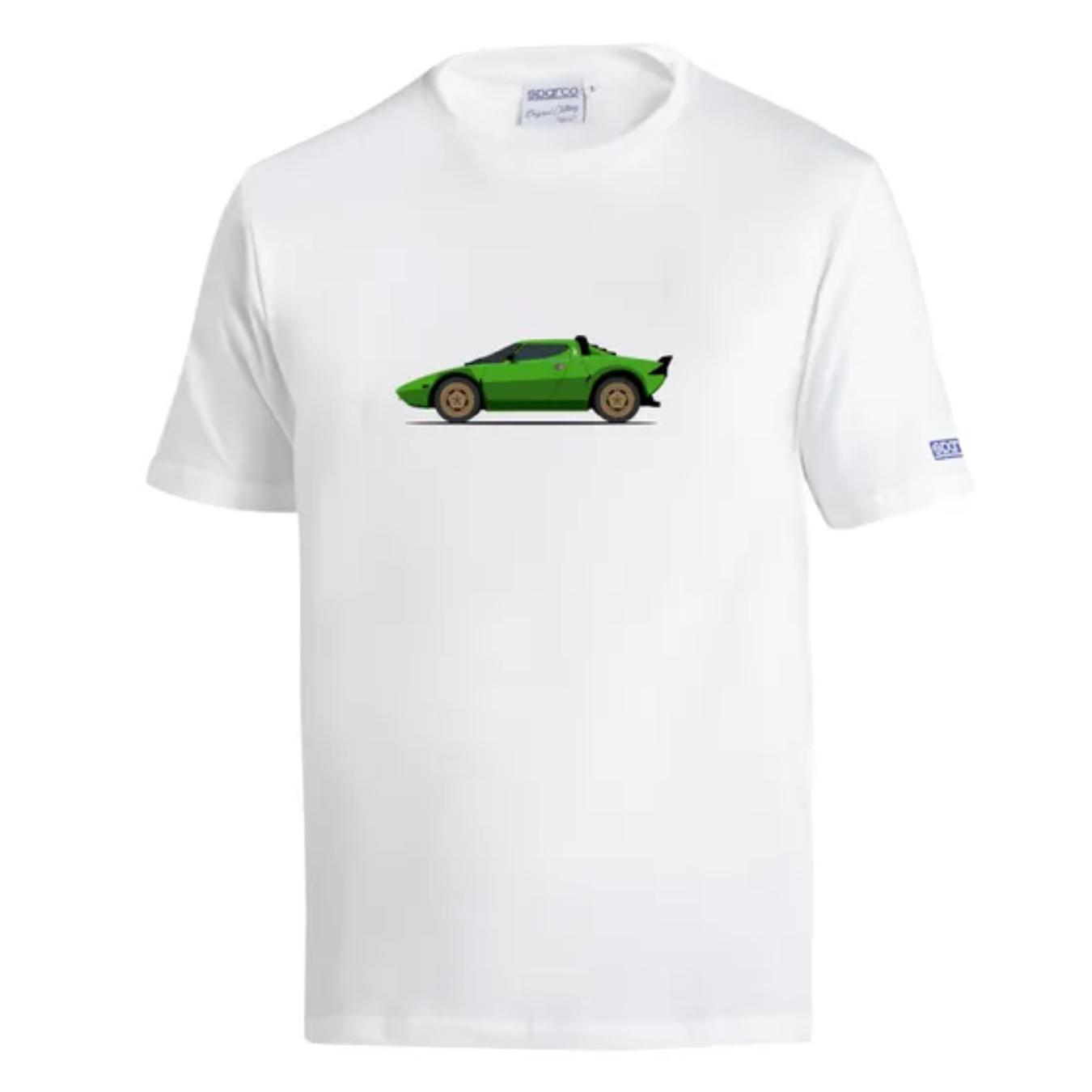 T-shirt Lancia Stratos Blanc Vert SPARCO