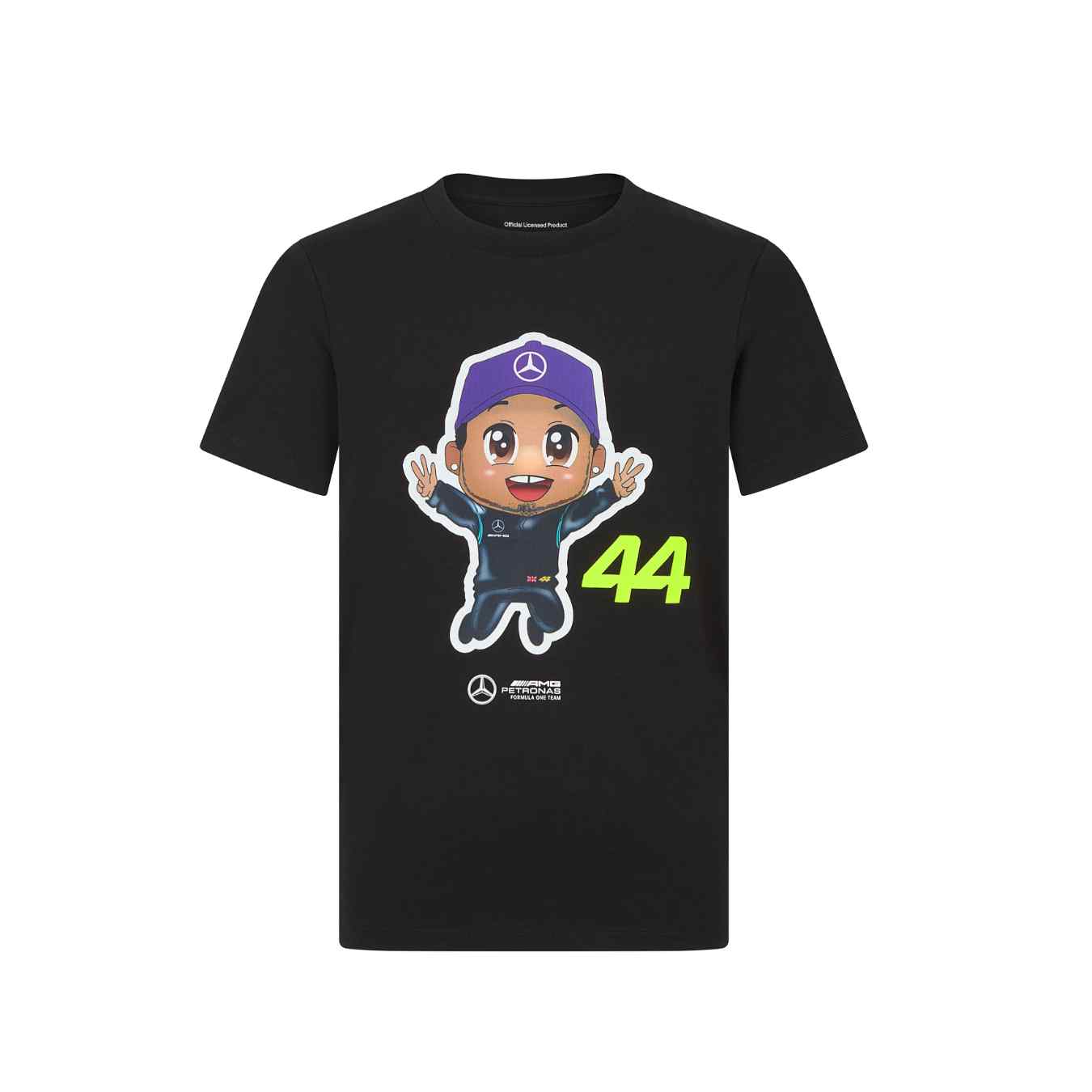 T-shirt MERCEDES AMG Caricature Lewis Hamilton Noir pour Enfant MGP24_TSE_CAR
