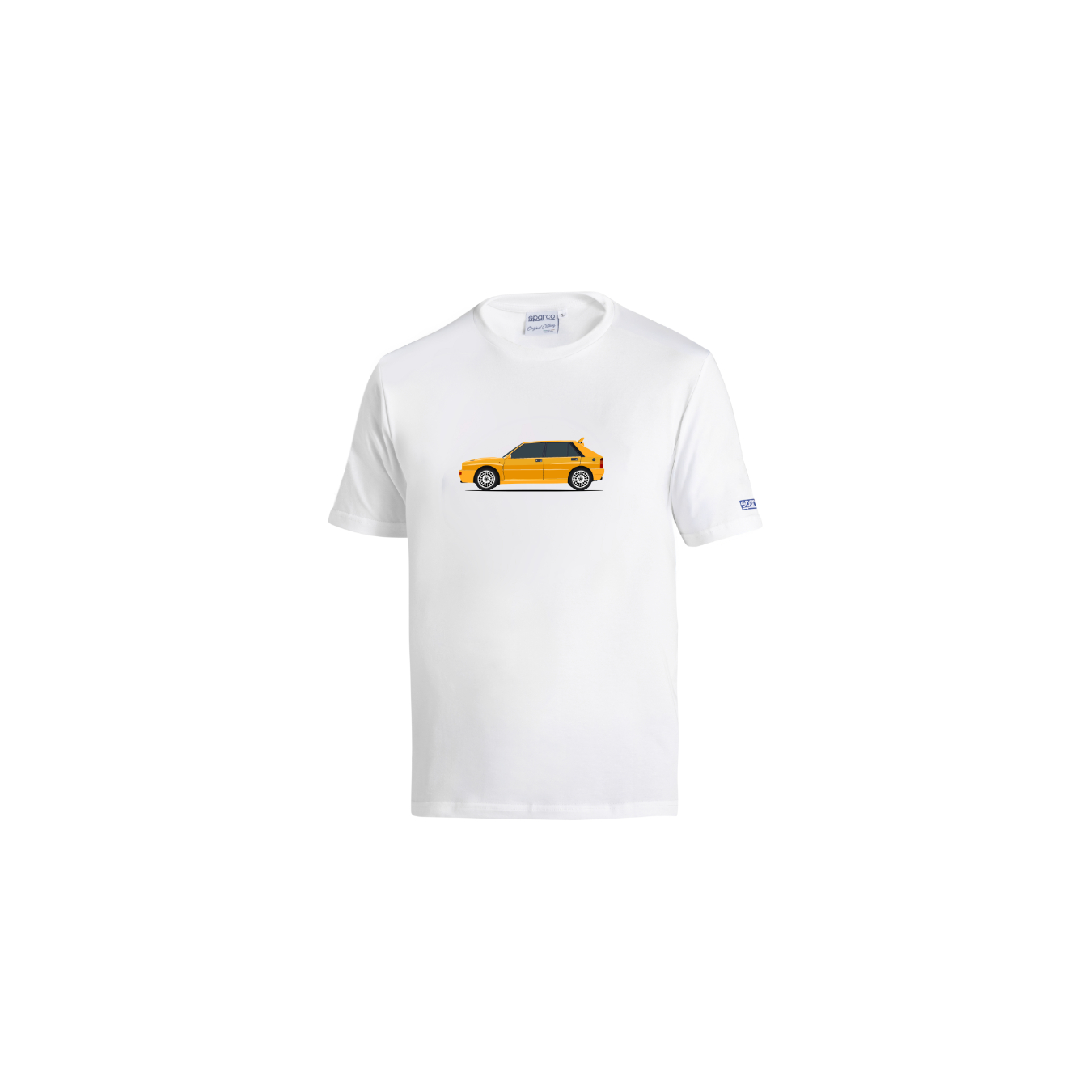 T Shirt SPARCO X LANCIA HF DELTA Blanc Jaune