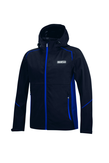 Veste Softshell imperméable avec Capuche SPARCO Teamwear Noir liseré Bleu