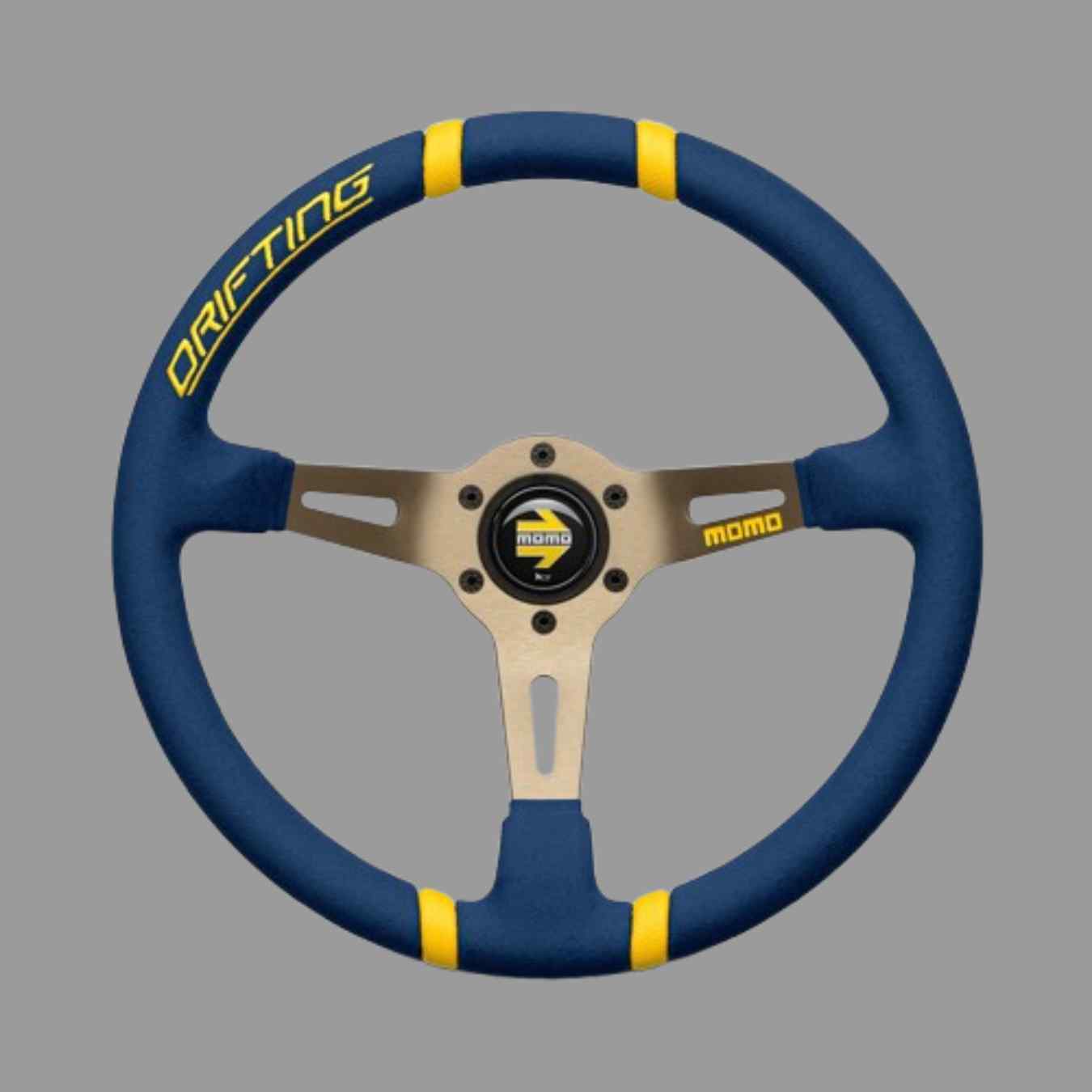 Volant MOMO DRIFTING D350 90 MM en Mircrofibre Bleu