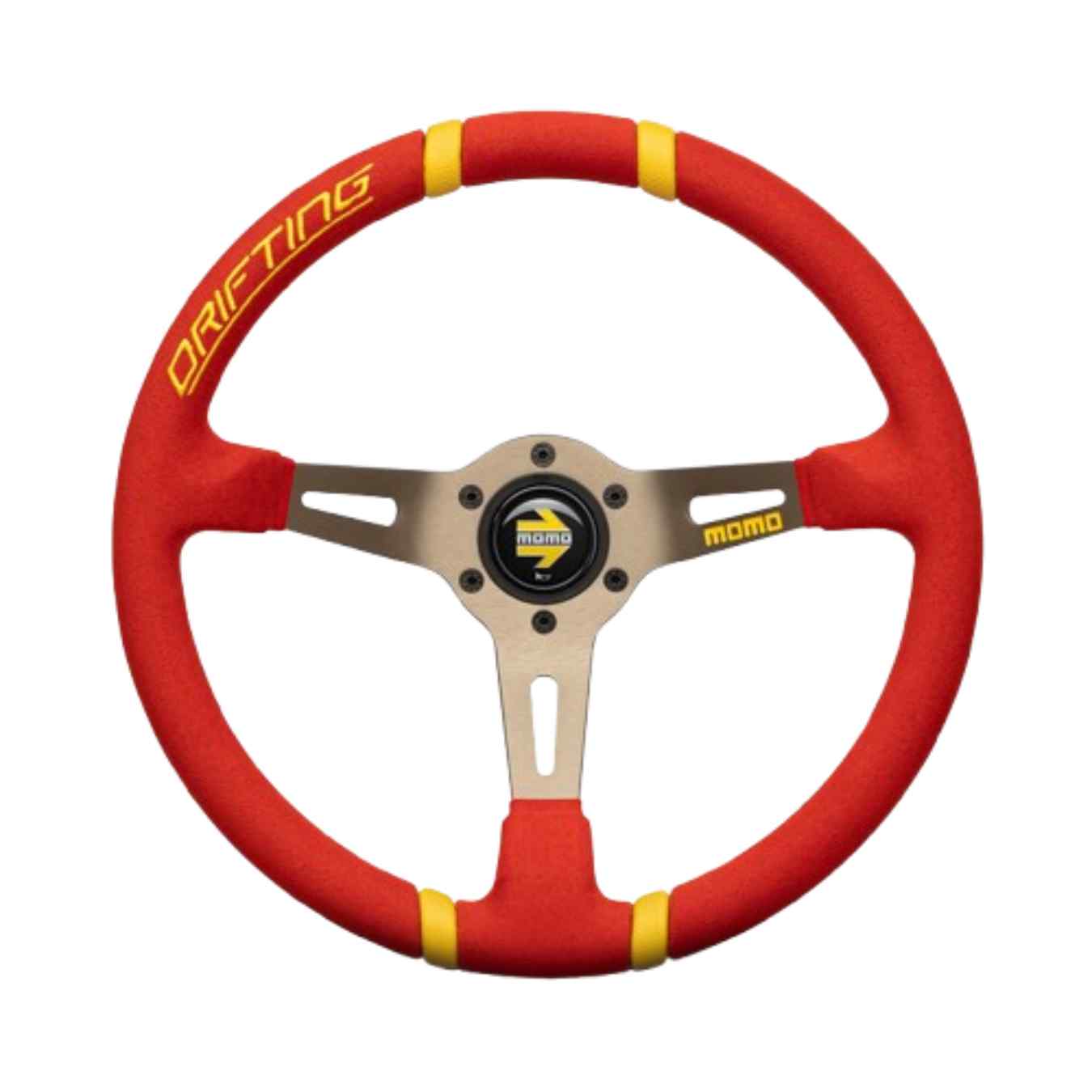 Volant MOMO DRIFTING D350 90 MM en Mircrofibre Rouge