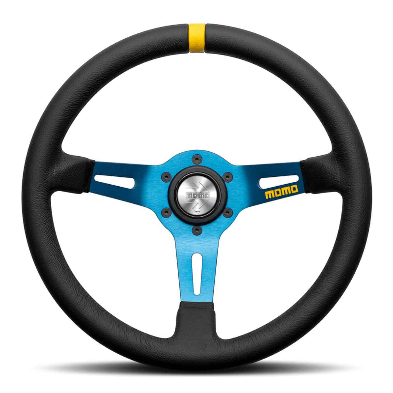 Volant MOMO MOD08 33MM Cuir Noir Bleu