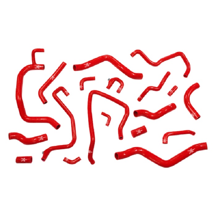 Kit 19 durites XTREM MOTORSPORT refroidissement + vapeurs d'huile silicone Peugeot 205 T16 Rouge
