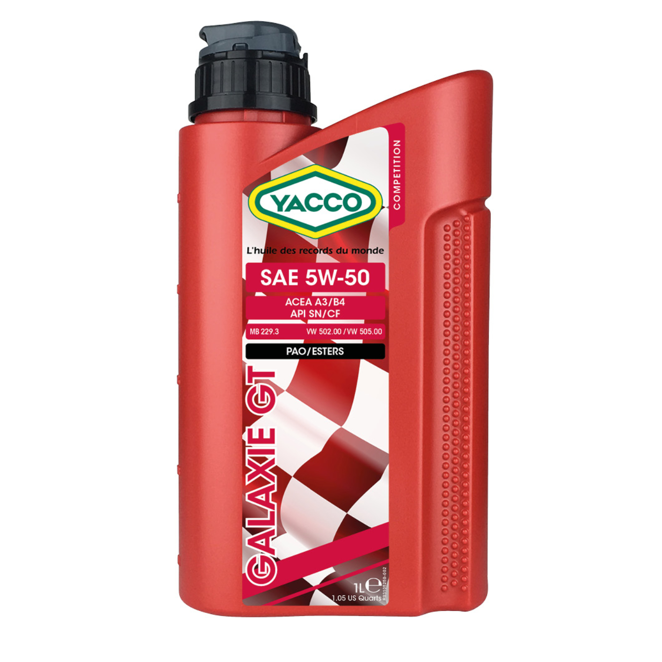 Huile moteur YACCO Galaxie GT 5W50 100% synthèse 1L